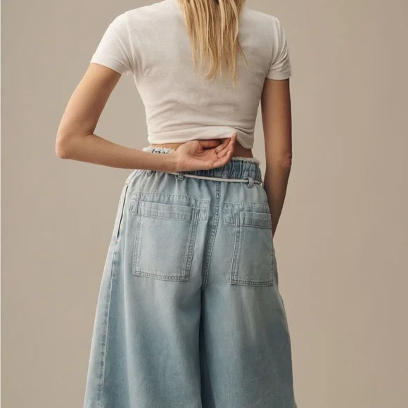NWT Pilcro By Anthropologie Light Blue Denim Culottes Size XS - Picture 2 of 14